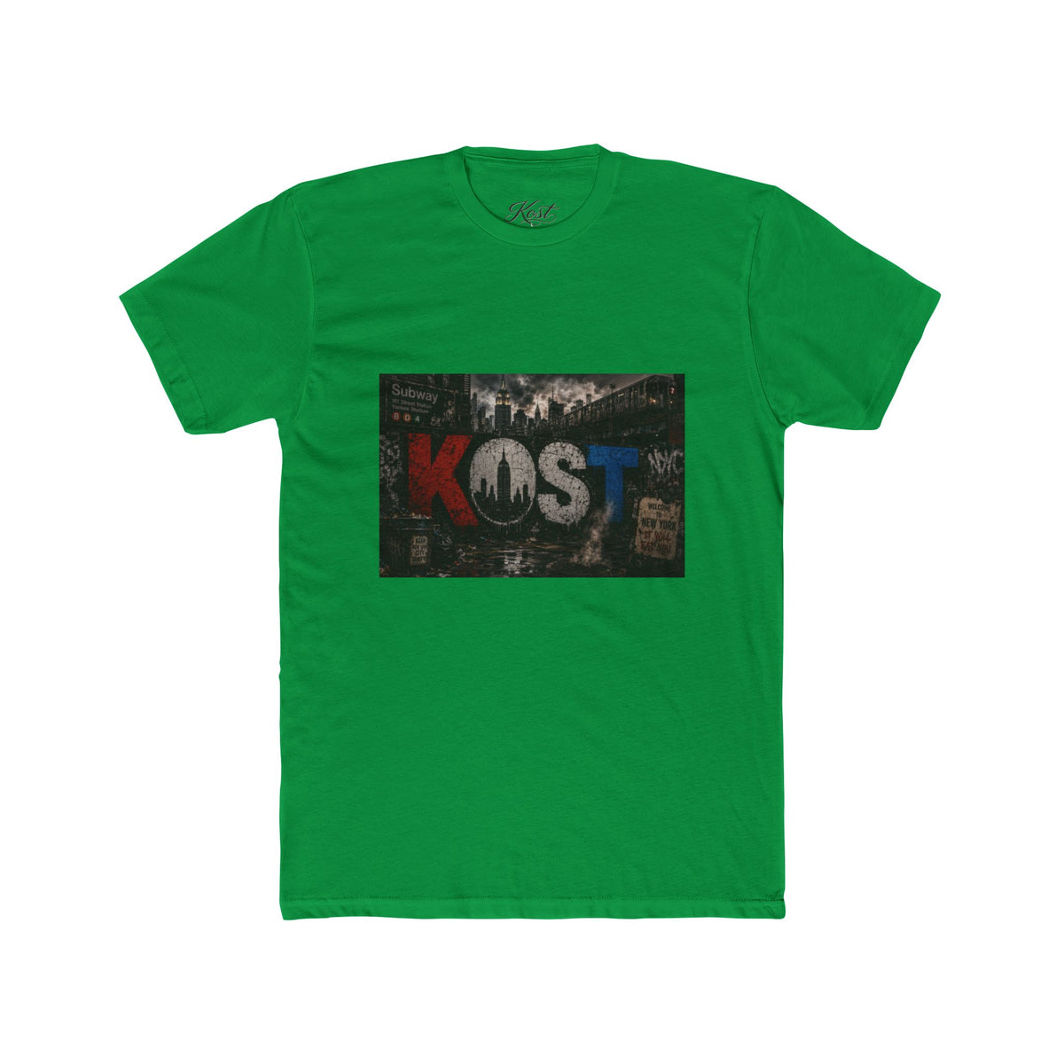 KOST Vintage Band Tee — Distressed Red, White & Blue Music Graphic