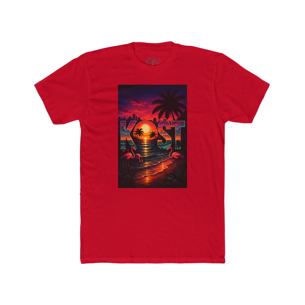 Retro Sunset Beach T-Shirt — 'Coast' Neon Palm Graphic Tee