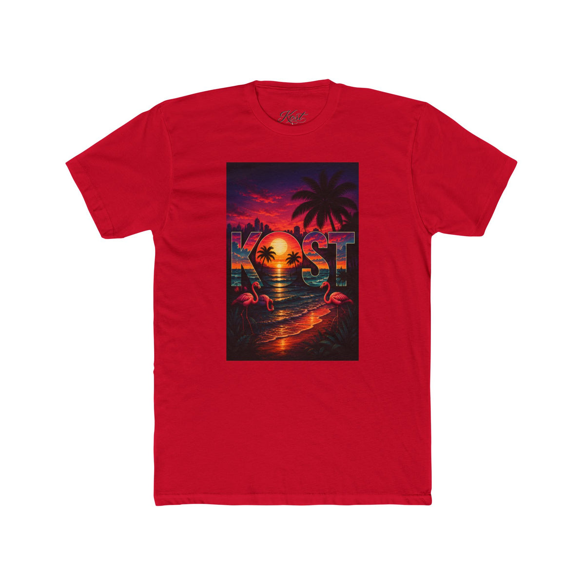 Retro Sunset Beach T-Shirt — 'Coast' Neon Palm Graphic Tee