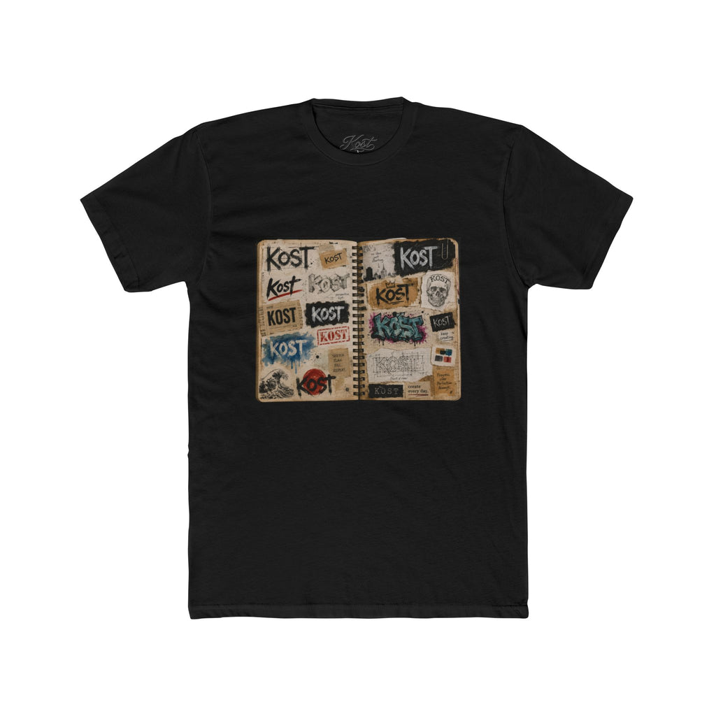 Crew Tee — Vintage Notebook Sticker Logo Collage