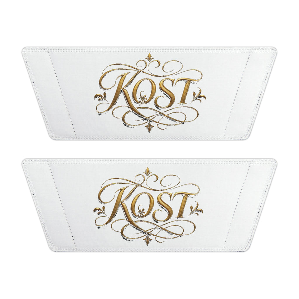 Men’s White Slide Sandals with Gold Rose Monogram