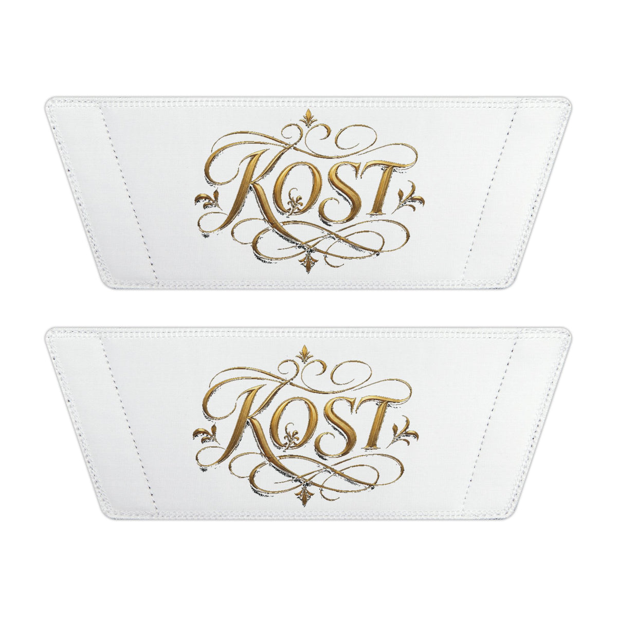 Men’s White Slide Sandals with Gold Rose Monogram