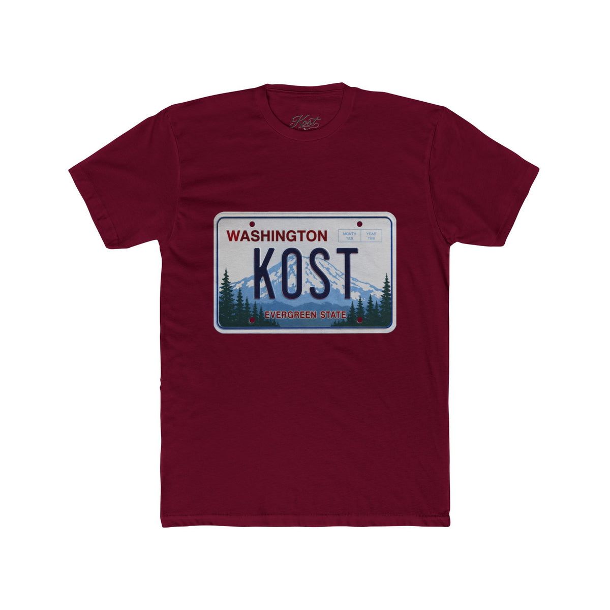 Washington License Plate Tee — 'KOST' Mountain Forest Graphic Shirt
