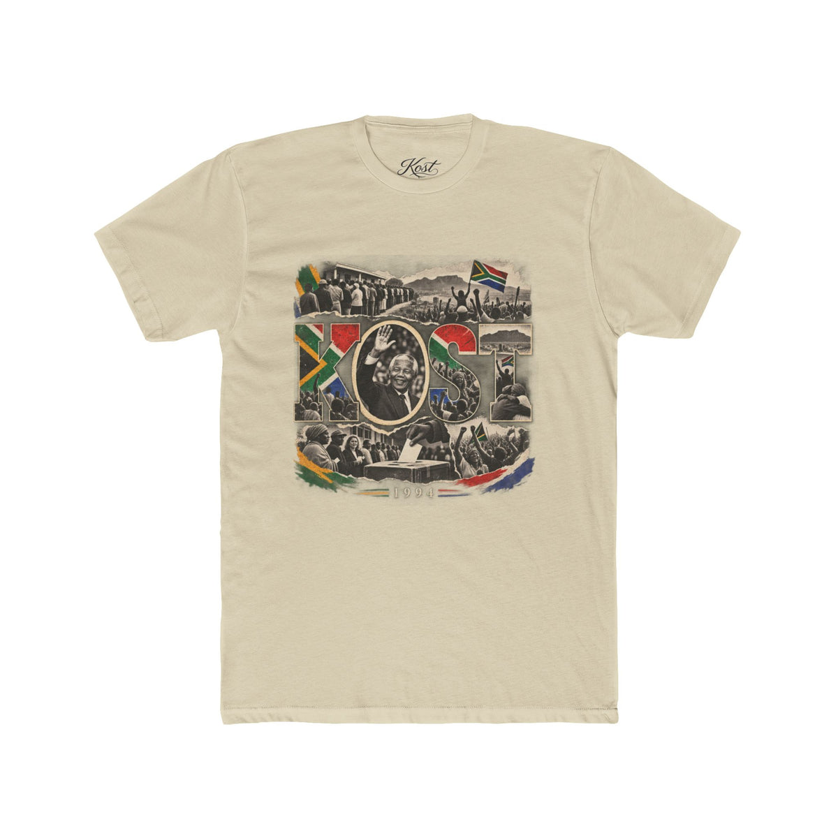 Vintage South Africa Collage Tee – Nelson Mandela & Heritage Flag Graphic