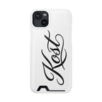 Phone Case with Card Holder – Elegant Black Calligraphy Design