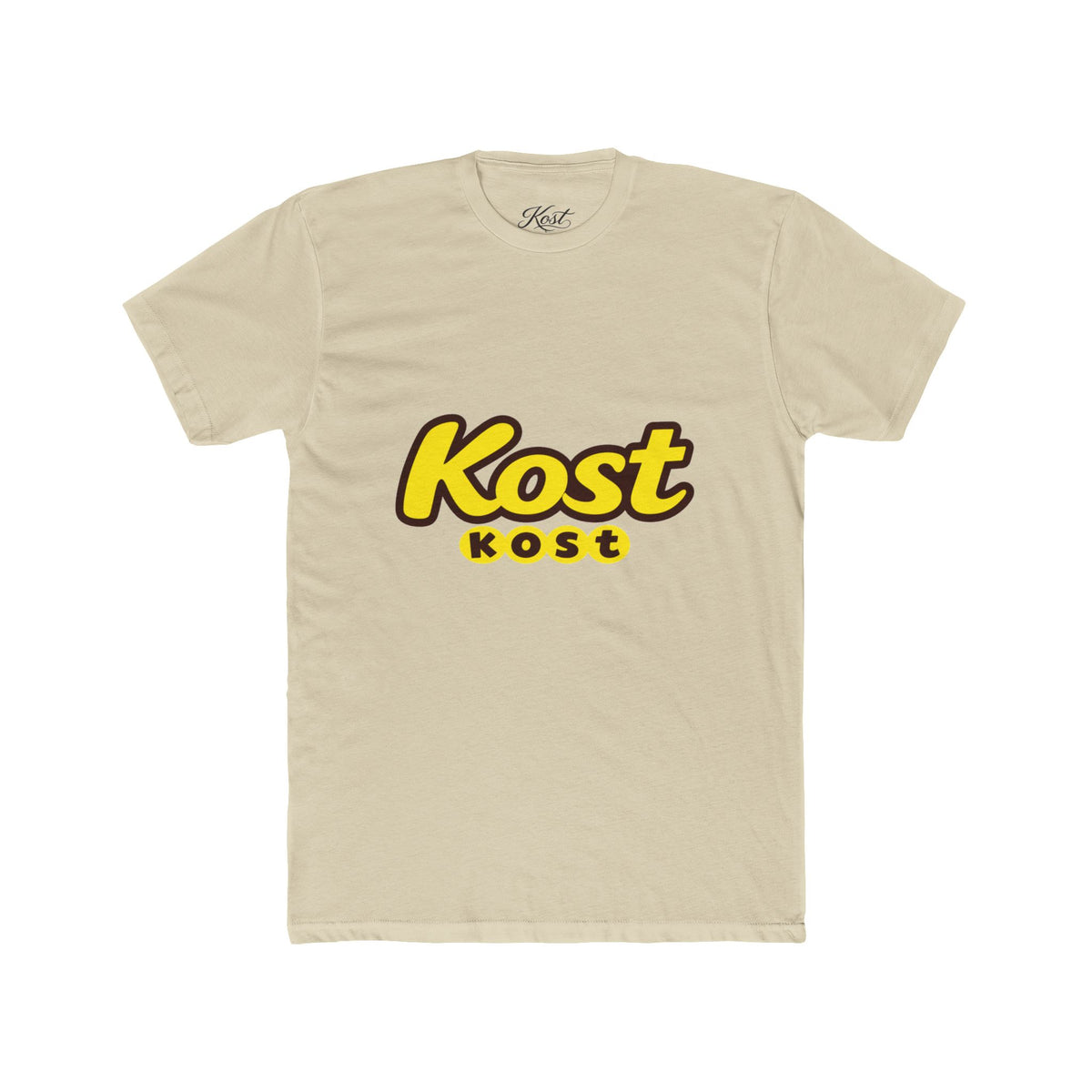 Kost Logo Tee — Retro Yellow Script Graphic T-Shirt