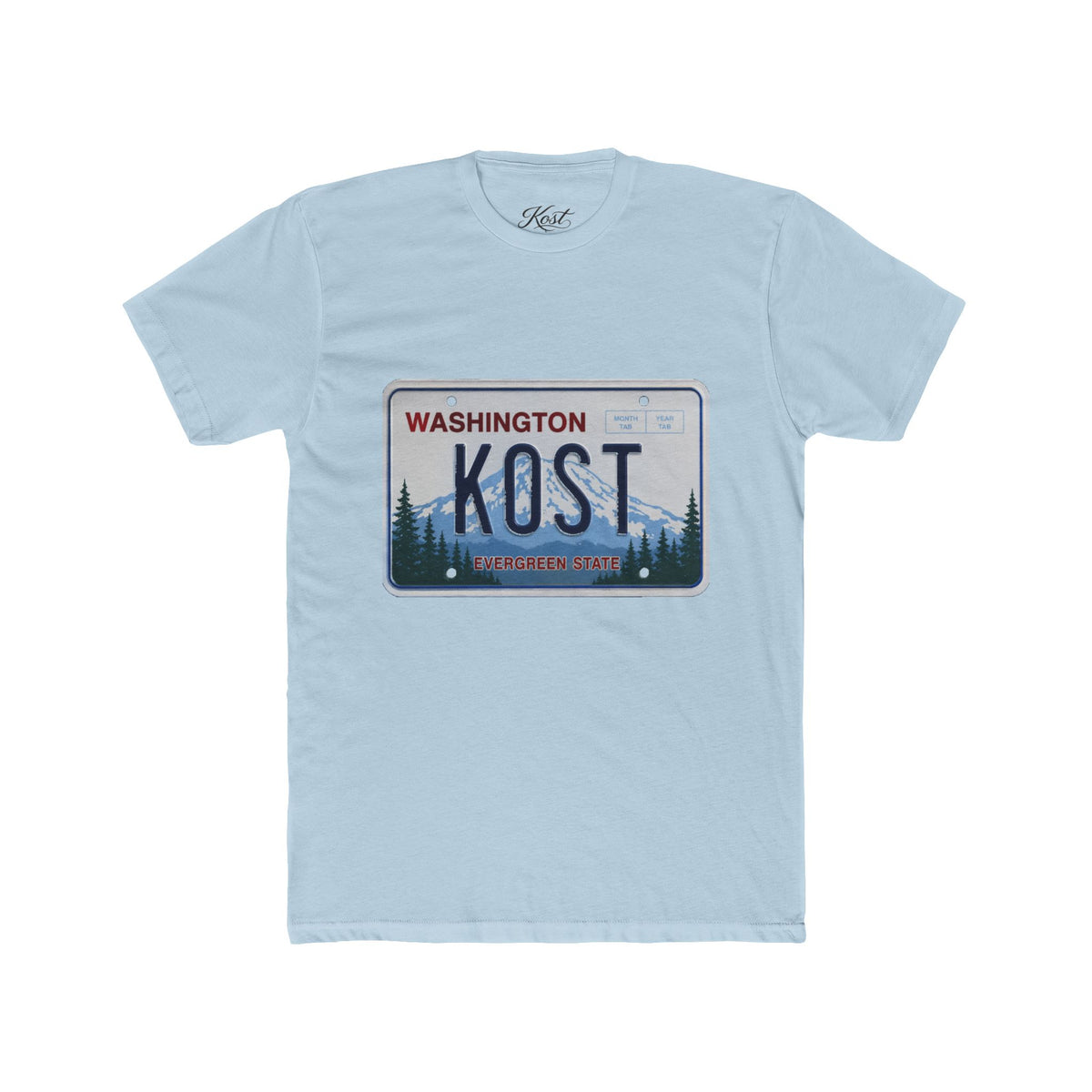 Washington License Plate Tee — 'KOST' Mountain Forest Graphic Shirt