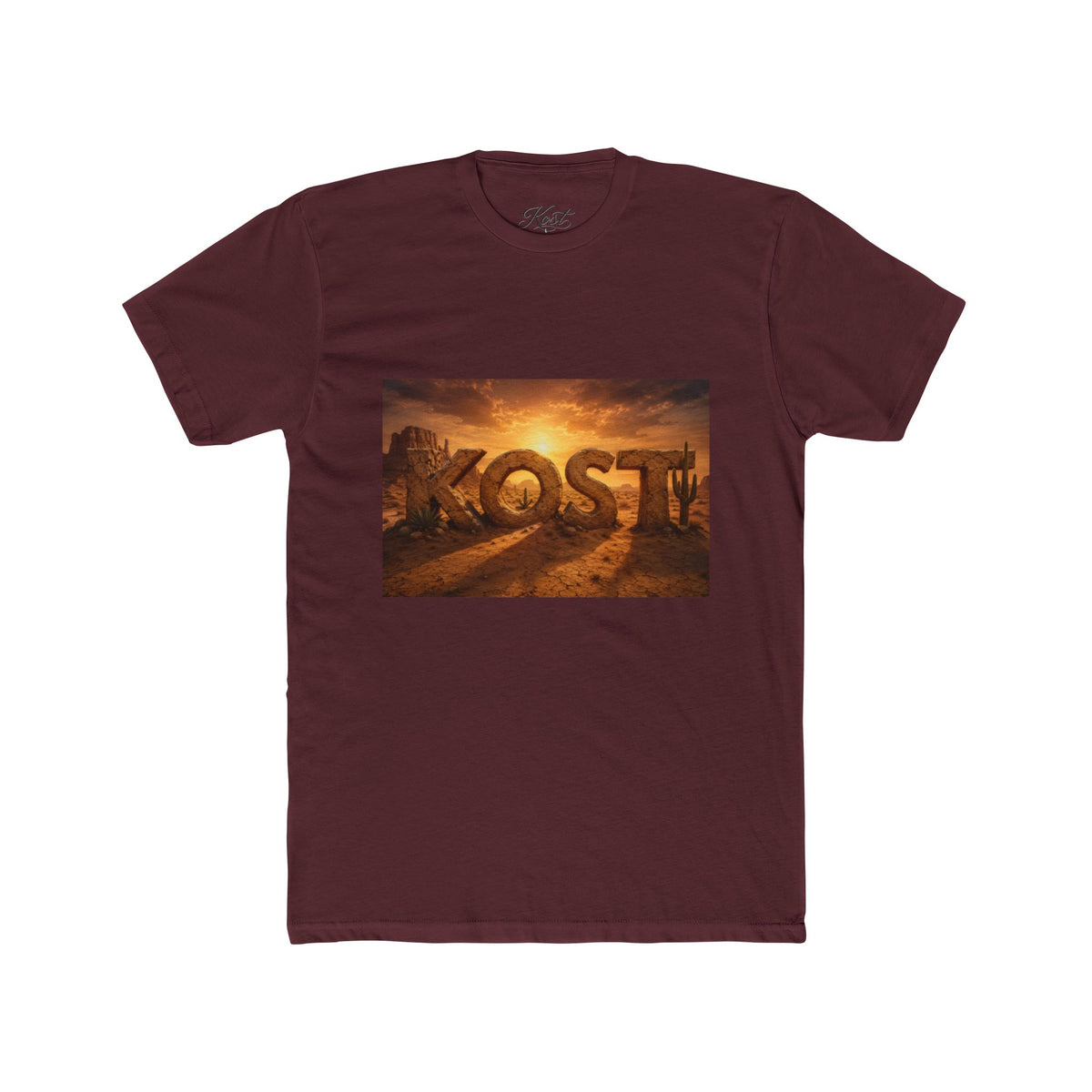 KOST Sunrise Graphic Tee — Vintage Stone Lettering Sunset T-Shirt