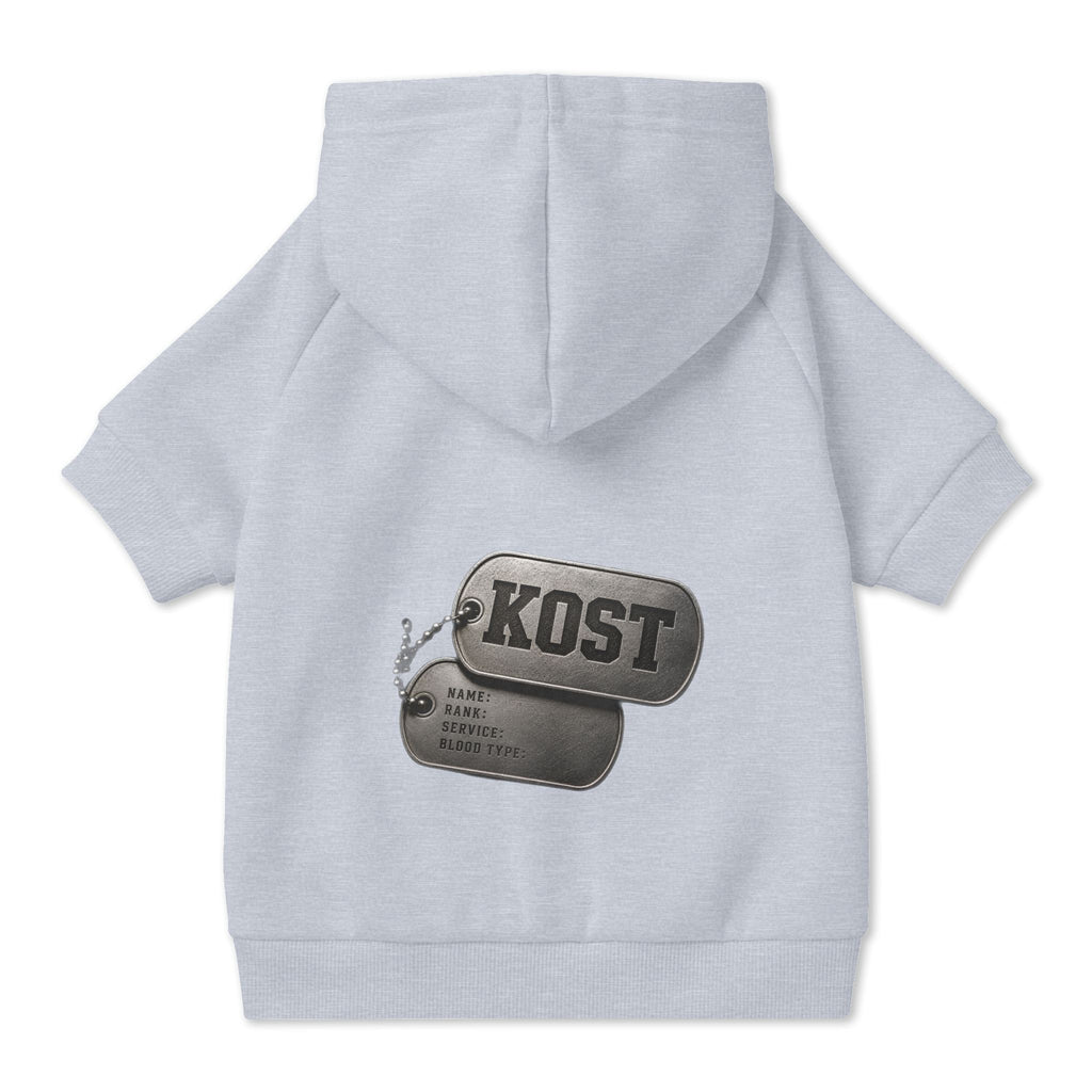 KOST Dog Hoodie – Vintage Military Dog Tag Pet Sweatshirt