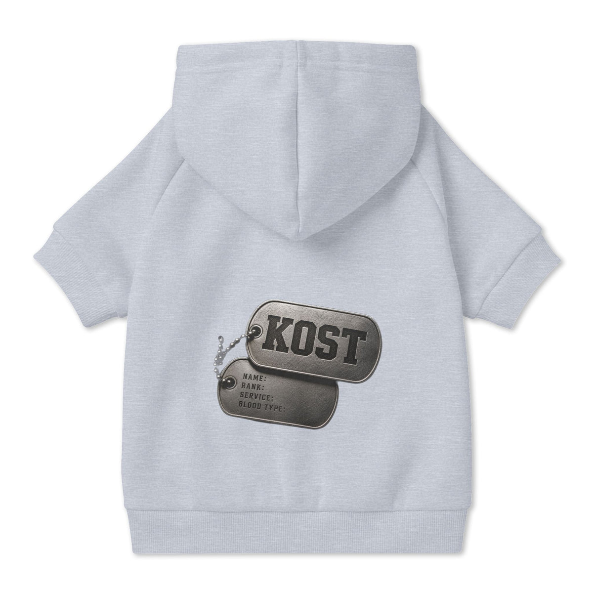 KOST Dog Hoodie – Vintage Military Dog Tag Pet Sweatshirt