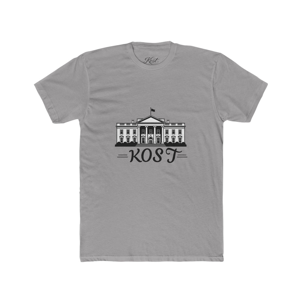 White Tee with Presidential Building Graphic & KOST Text