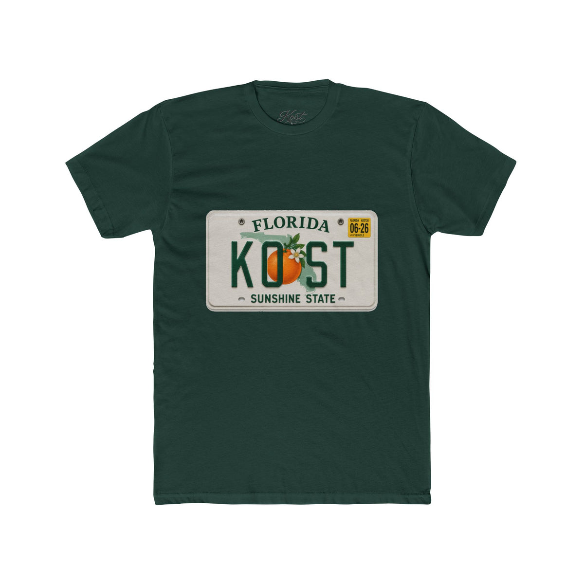 Florida License Plate Tee - 'KOST' Sunshine State Orange Design