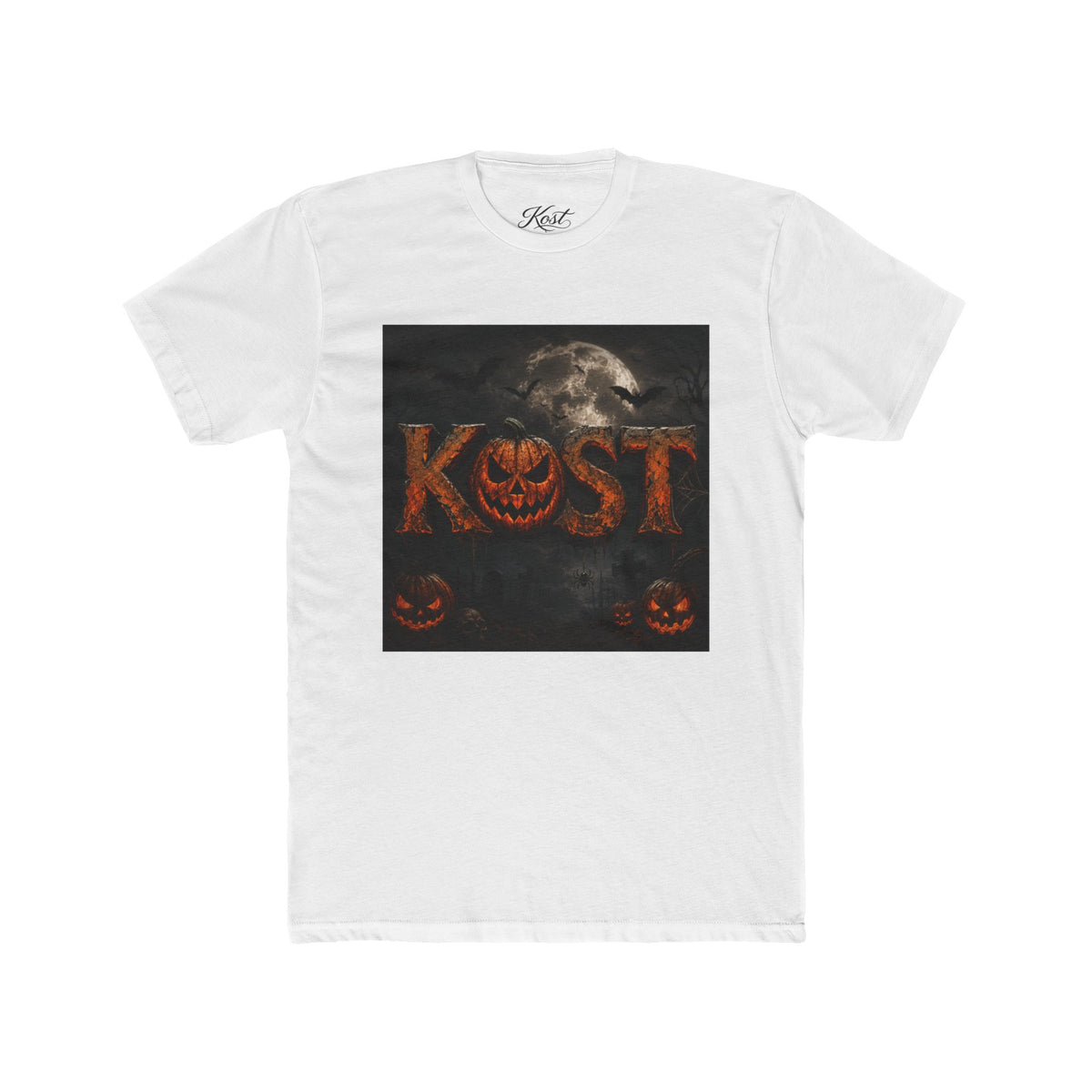 Halloween Pumpkin 'KOST' Crew Tee — Spooky Jack-o'-Lantern Moon T-Shirt