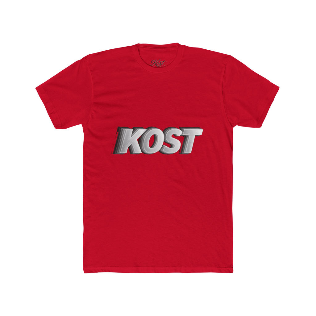 KOST 3D Metallic Logo Tee — White Graphic Crewneck T-Shirt