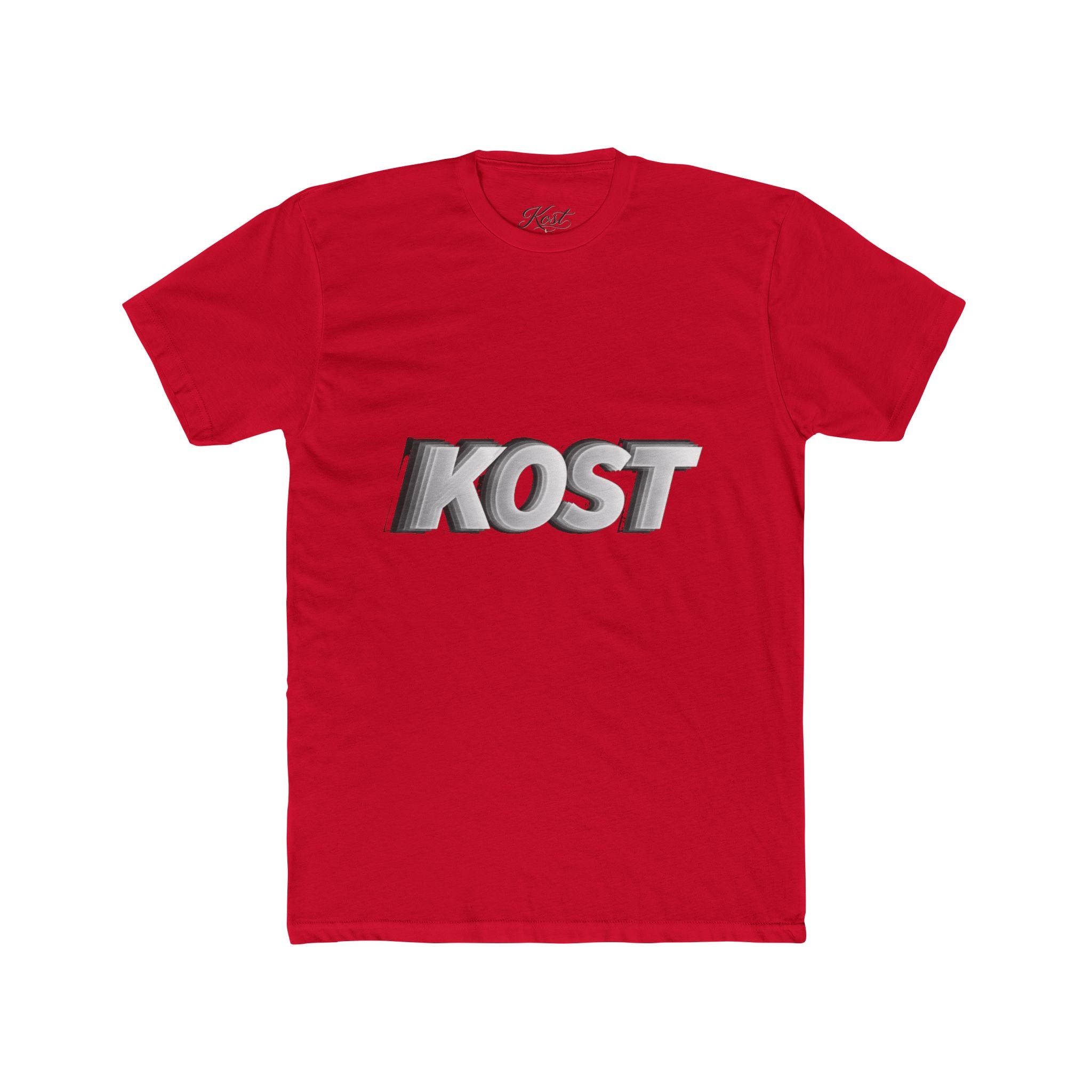 KOST 3D Metallic Logo Tee — White Graphic Crewneck T-Shirt