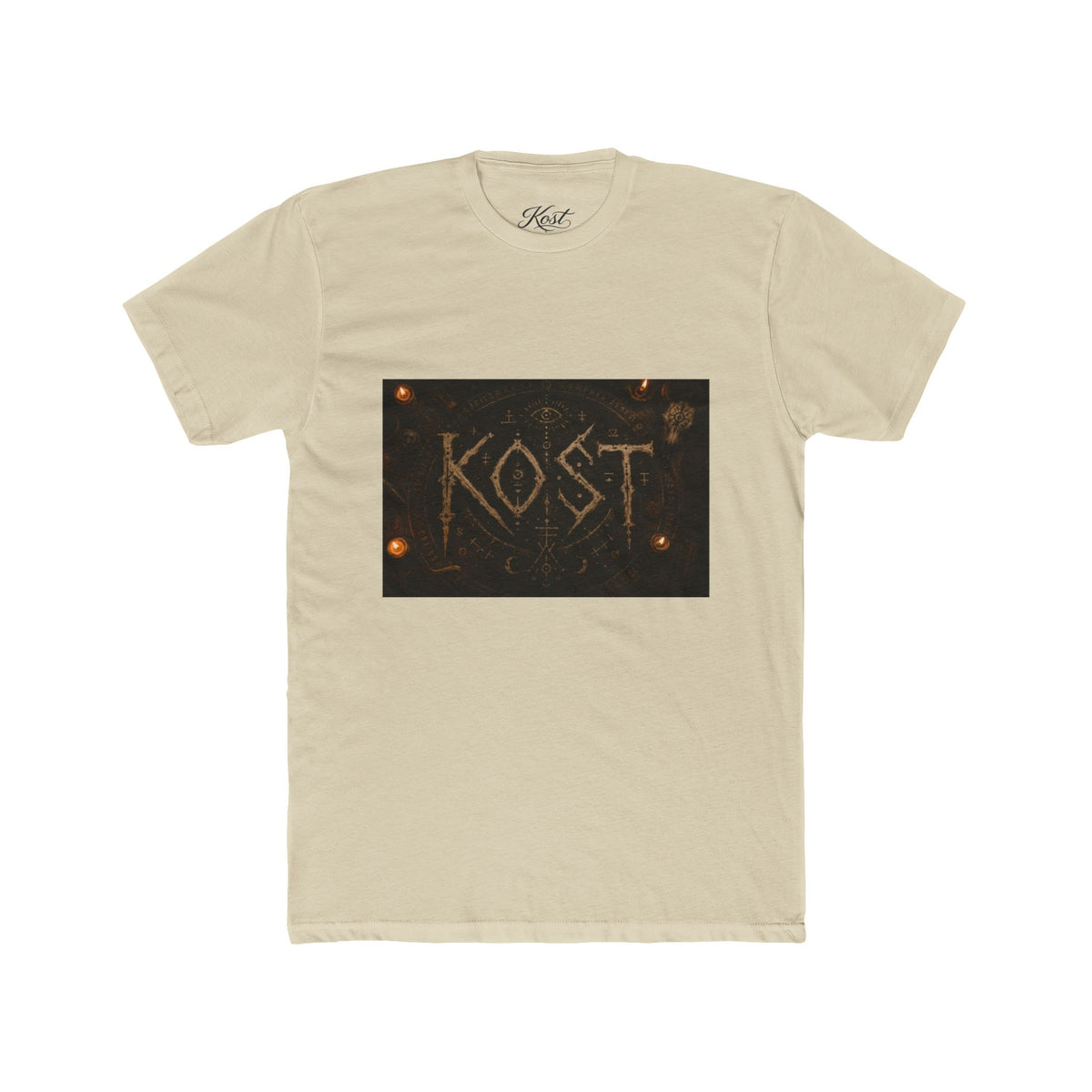 KÖST Rustic Firebrand Tee — Vintage Burned Lettering Graphic T-Shirt