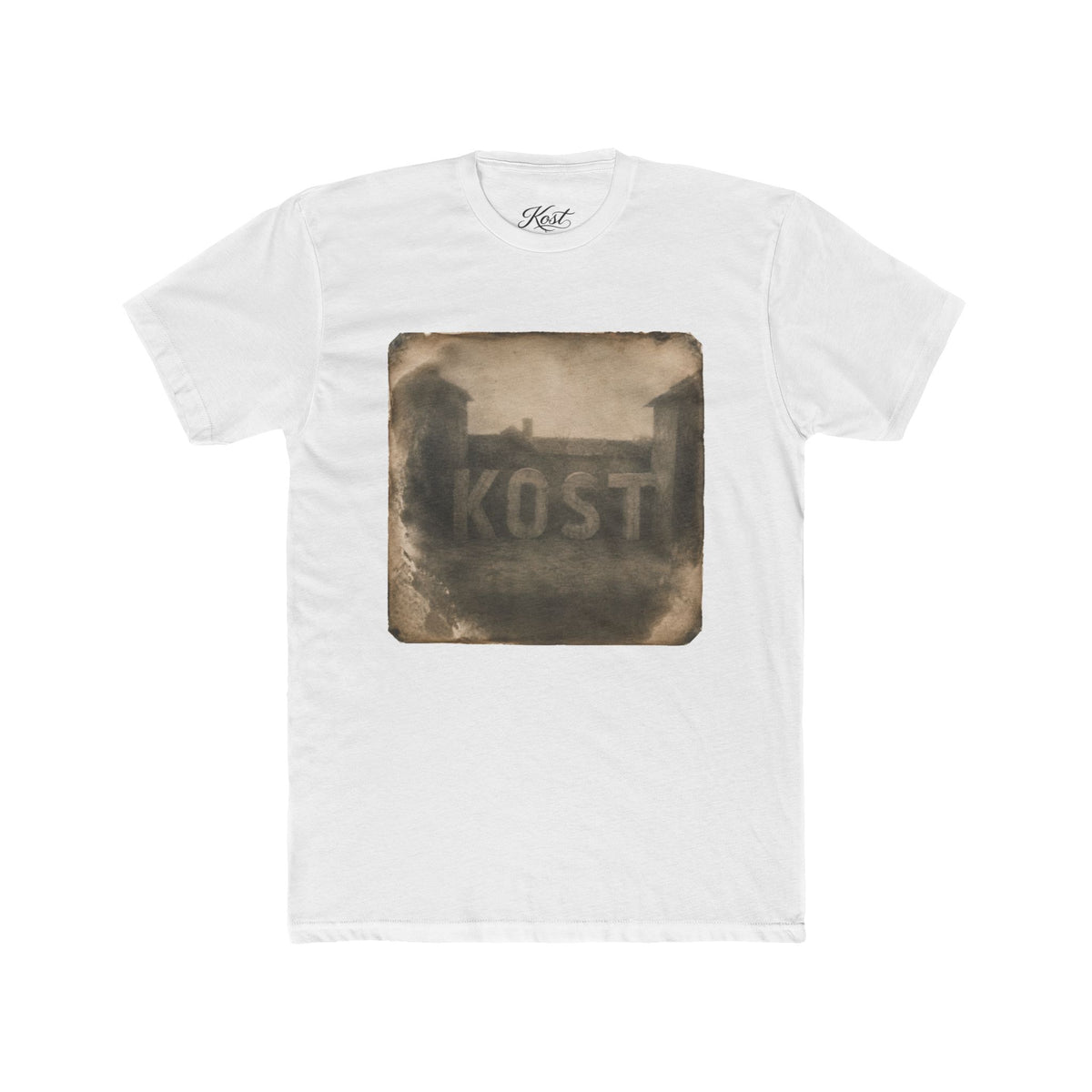 Vintage Photo Tee — 'KOST' Sepia Building Graphic