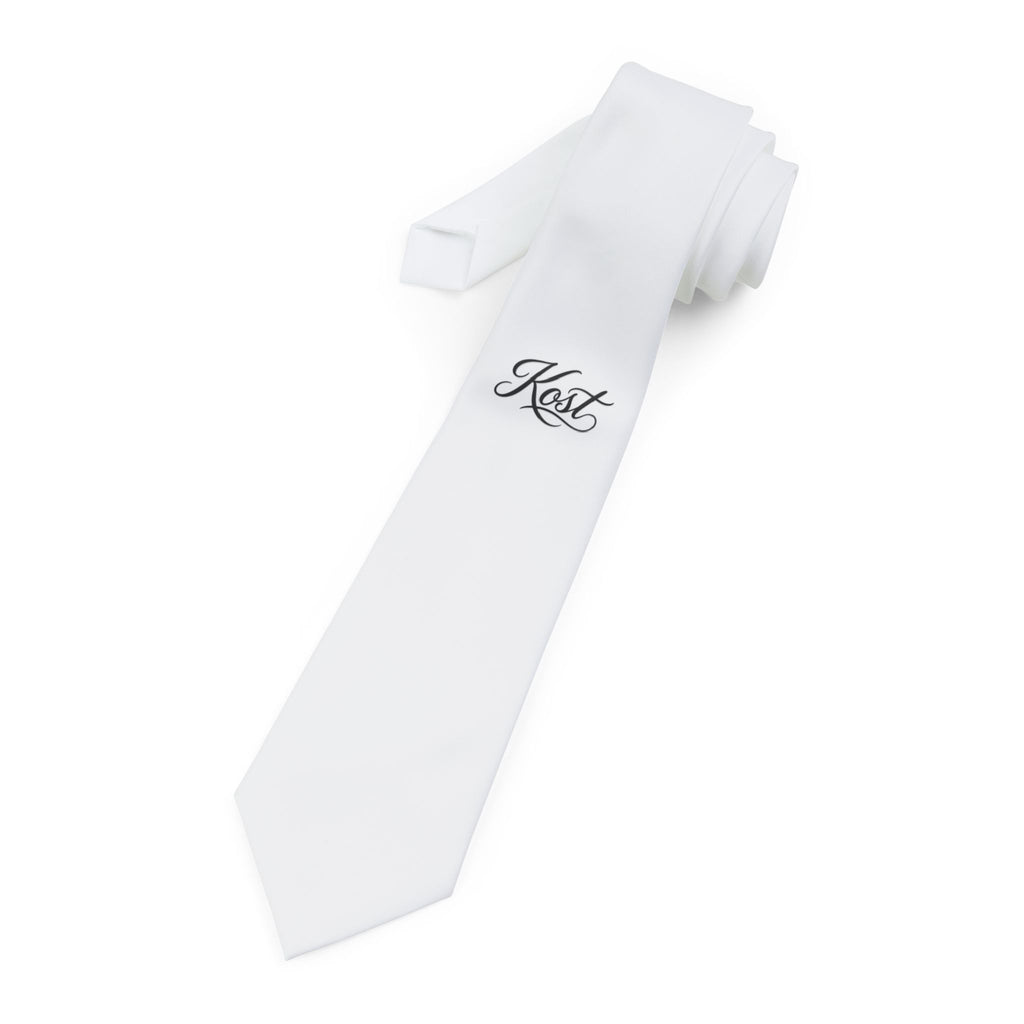 White Necktie with Elegant Script Monogram