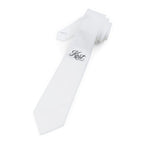 White Necktie with Elegant Script Monogram