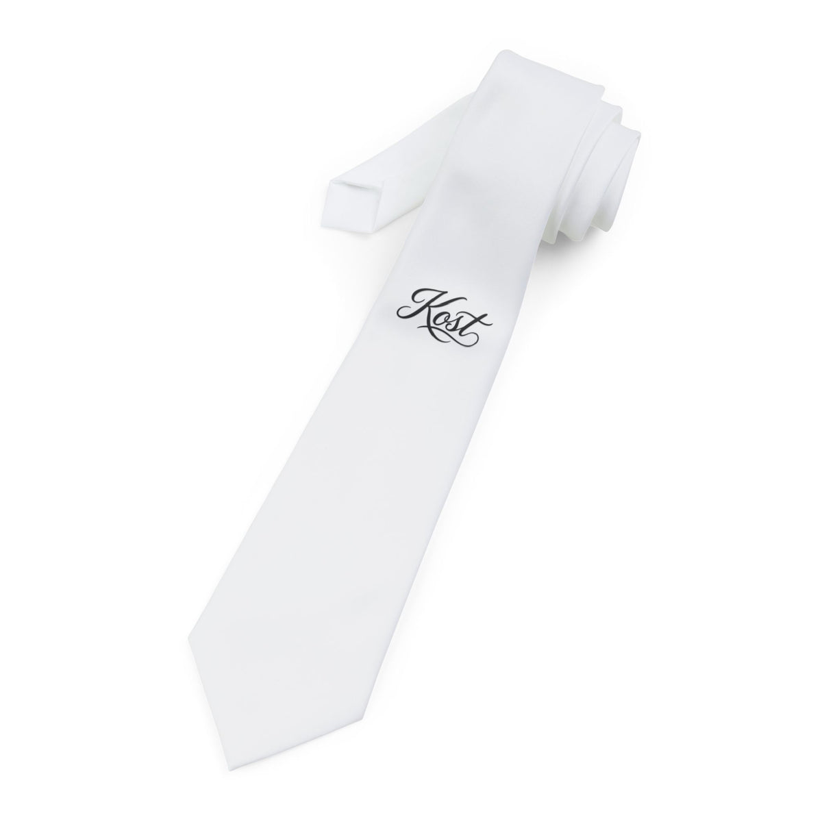 White Necktie with Elegant Script Monogram