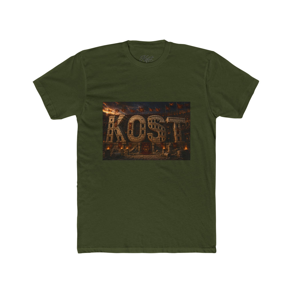 ROST Vintage Industrial Graphic Tee — Rusted Metal Letters Crew Shirt