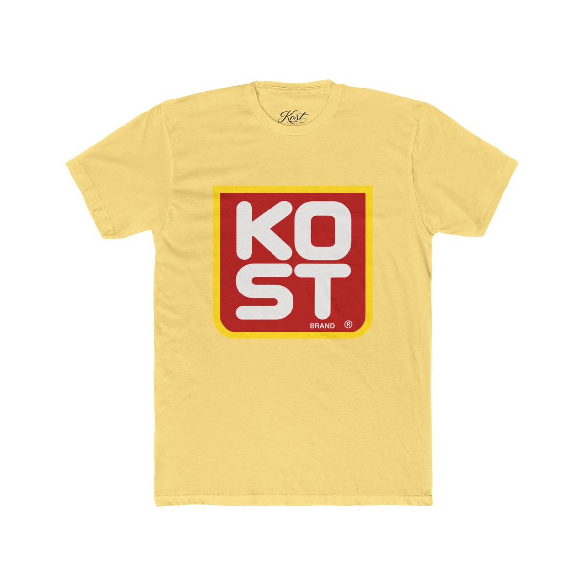 Vintage Retro Logo Tee — "KOST" Bold Square Graphic T-Shirt