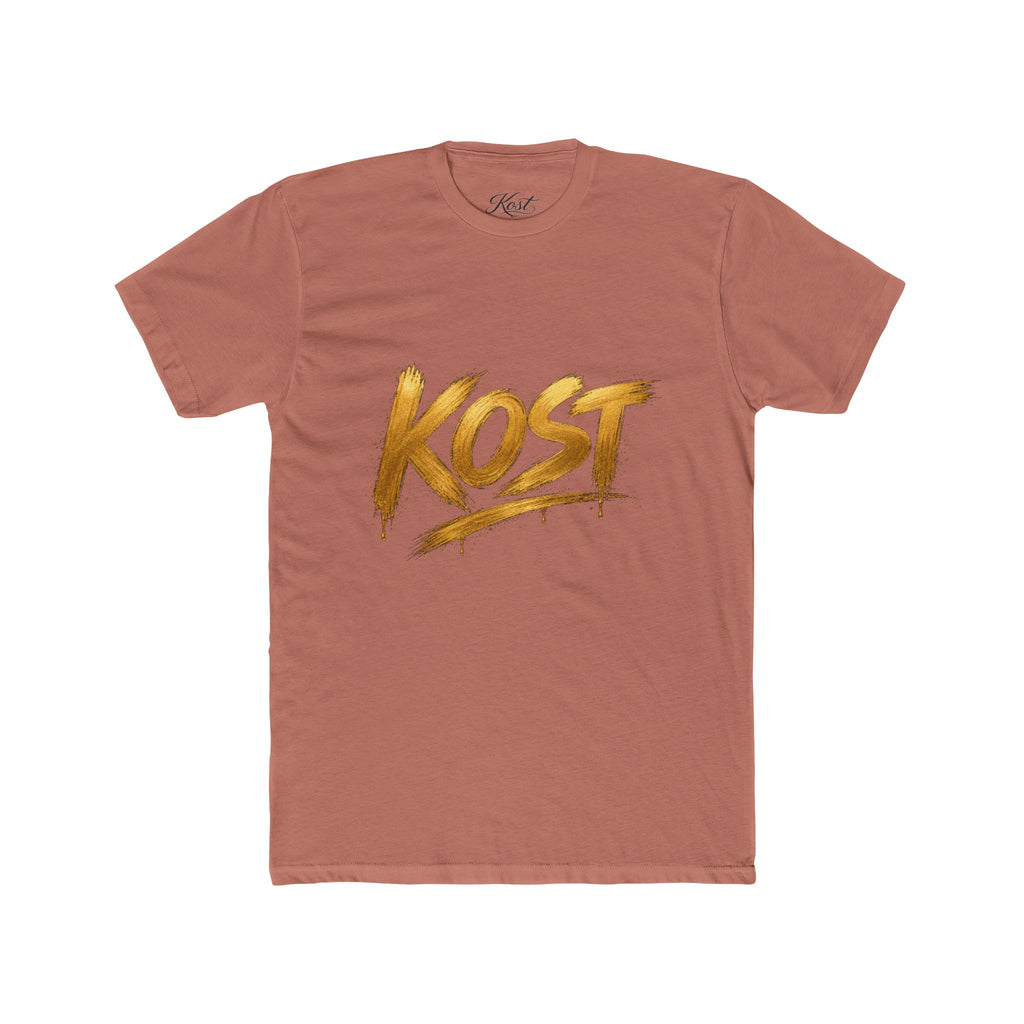 KOST Gold Script T‑Shirt — Streetwear Graphic Tee with Metallic Brush Lettering