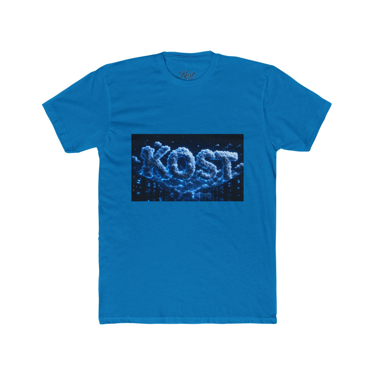 KOST Neon Bubble Logo Tee — Retro Blue Graphic T-Shirt