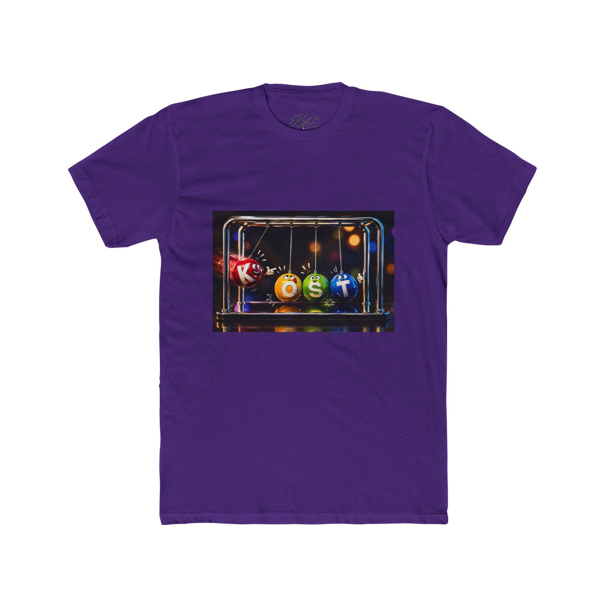 Newton's Cradle Kinetic Art Tee — 'Kest' Logo Graphic Cotton Shirt