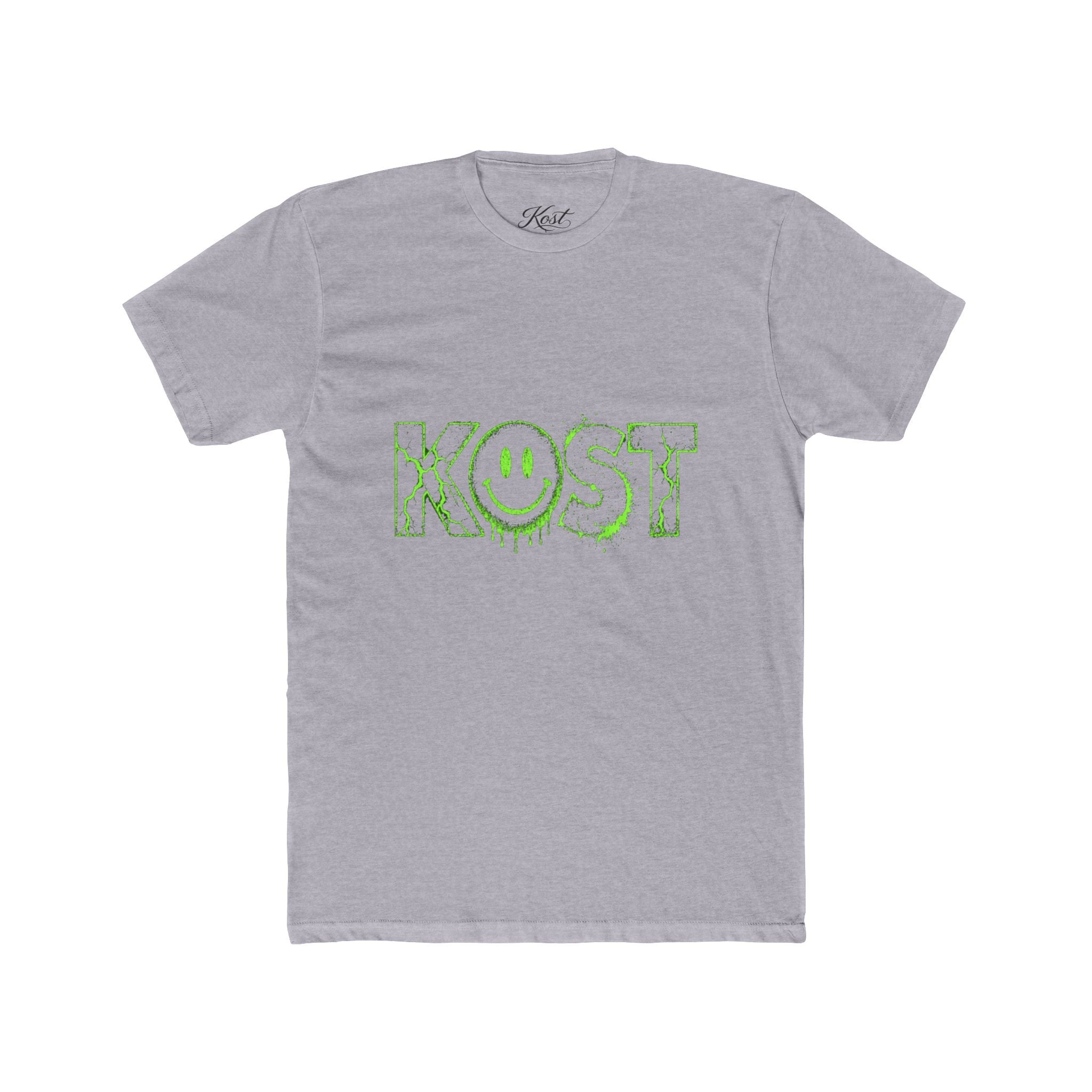 KOST Smiley Graphic Tee — Neon Green Drip Logo Cotton T-Shirt