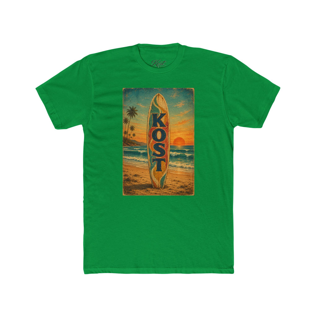 Surfboard Beach Tee – 'KOST' Vintage Sunset Surf Shirt