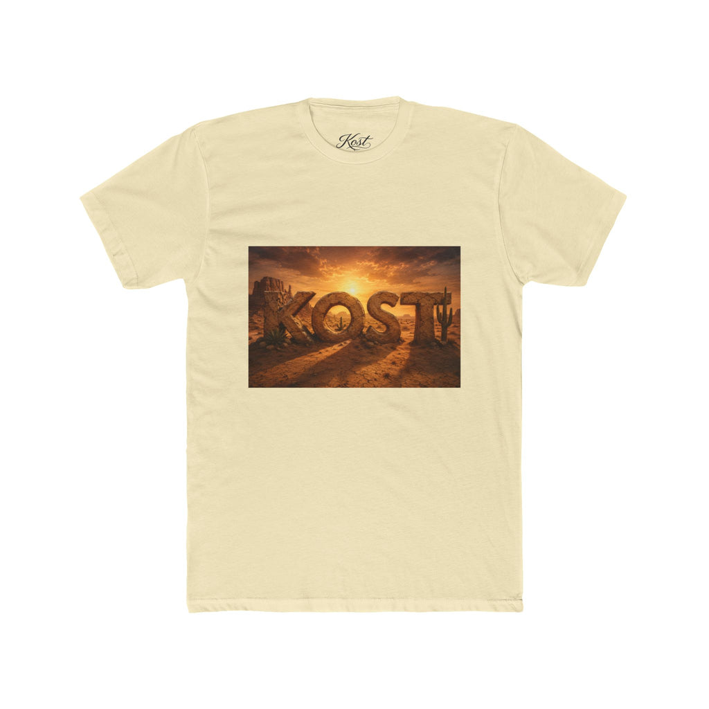 KOST Sunrise Graphic Tee — Vintage Stone Lettering Sunset T-Shirt