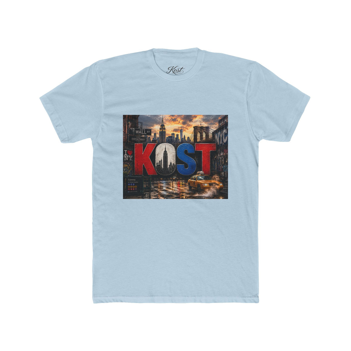 KOST Cityscape Graphic Tee — Red, White & Blue Urban Skyline T-Shirt