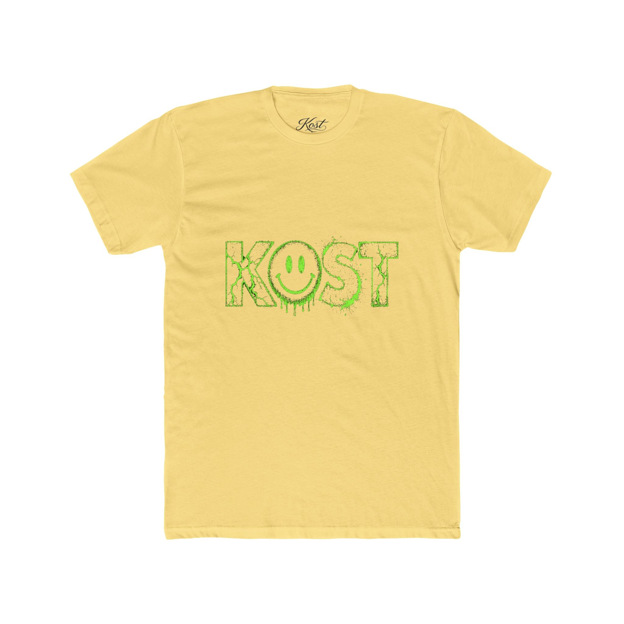 KOST Smiley Graphic Tee — Neon Green Drip Logo Cotton T-Shirt