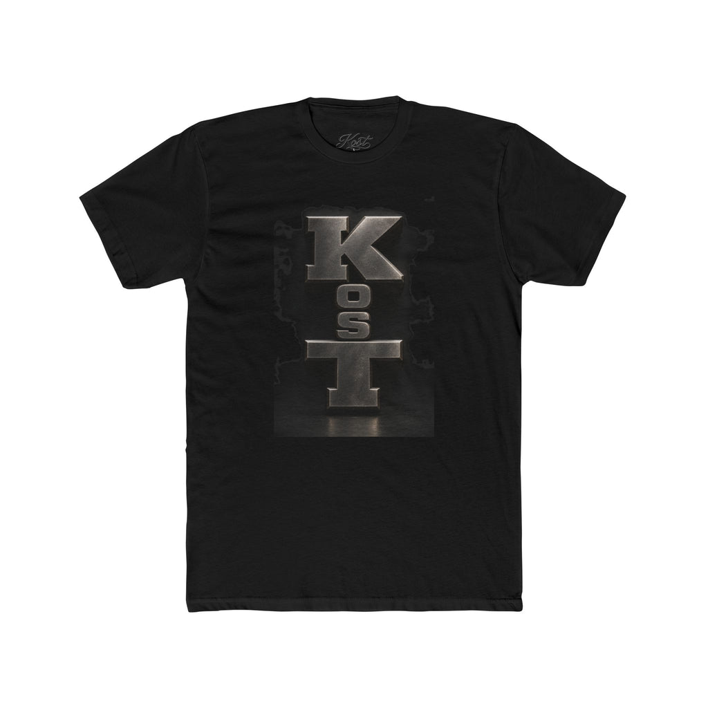 Kosl Vertical Monogram Tee — Bold Industrial Lettering Graphic T‑Shirt