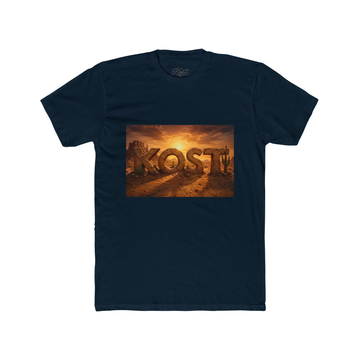 KOST Sunrise Graphic Tee — Vintage Stone Lettering Sunset T-Shirt