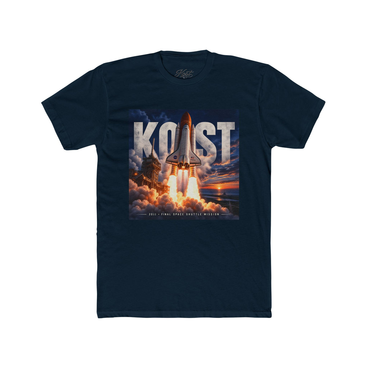 Space Shuttle Launch Graphic Tee — 'KOST' Retro Rocket Crew Shirt