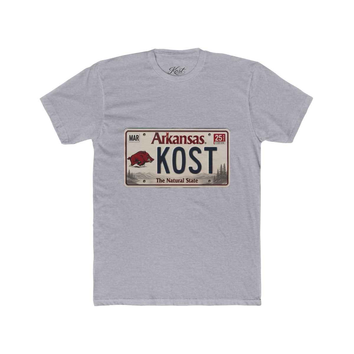 Arkansas License Plate Tee — "KOST" Vintage State Pride T-Shirt