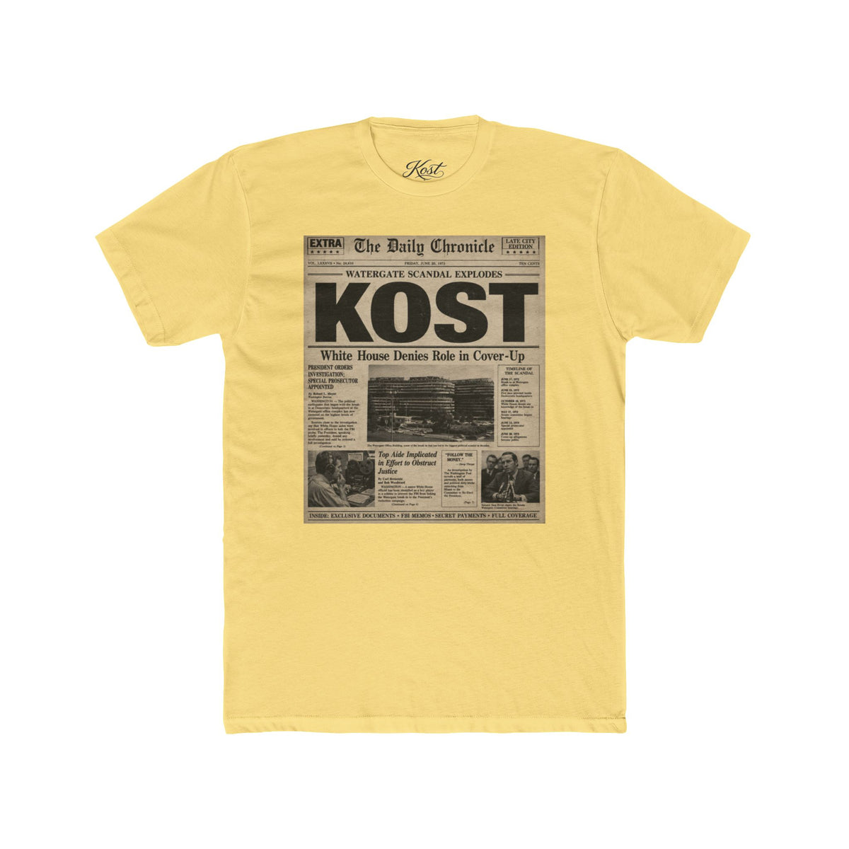 Vintage Newspaper 'KOST' Graphic Tee - Retro Front-Page Design