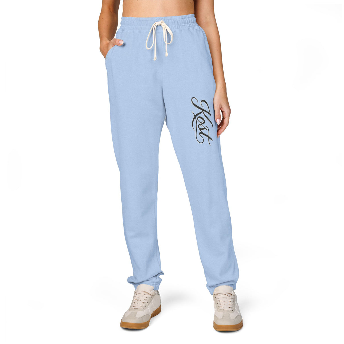 Embroidered 'Nice' Fleece Sweatpants – Soft Garment-Dyed Joggers