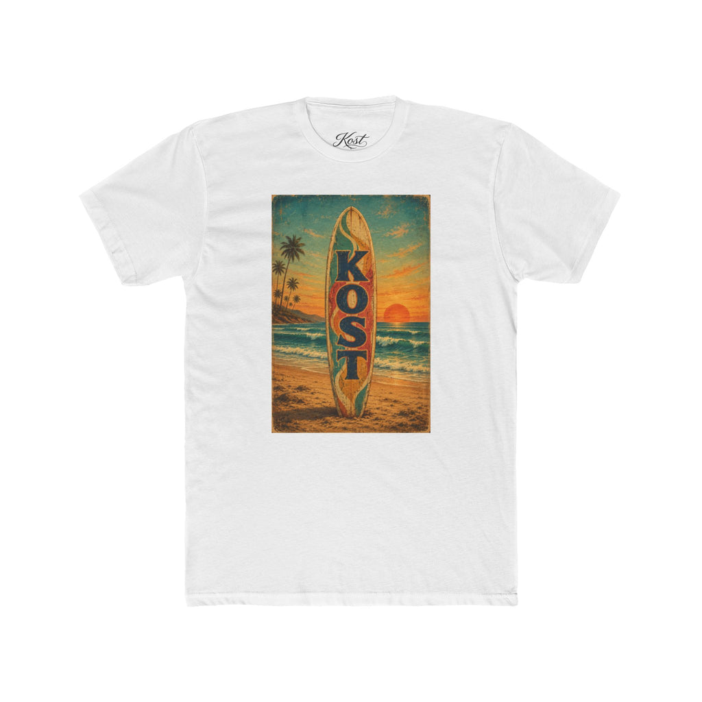 Surfboard Beach Tee – 'KOST' Vintage Sunset Surf Shirt