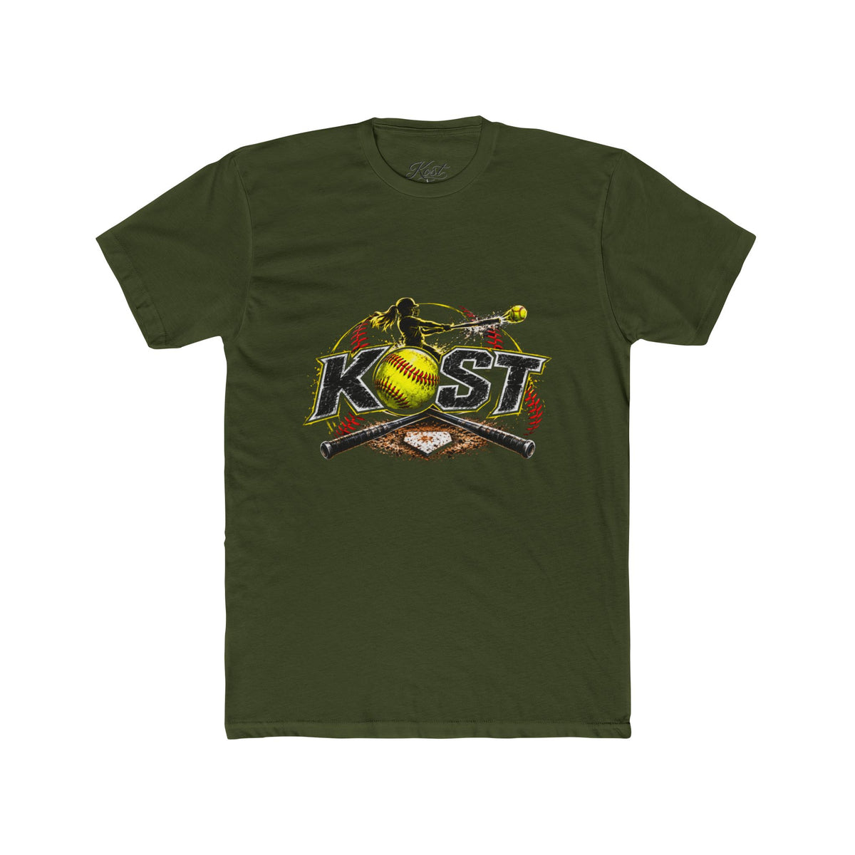 Softball Crossed Bats Tee — KOST Graphic Cotton Crew Shirt