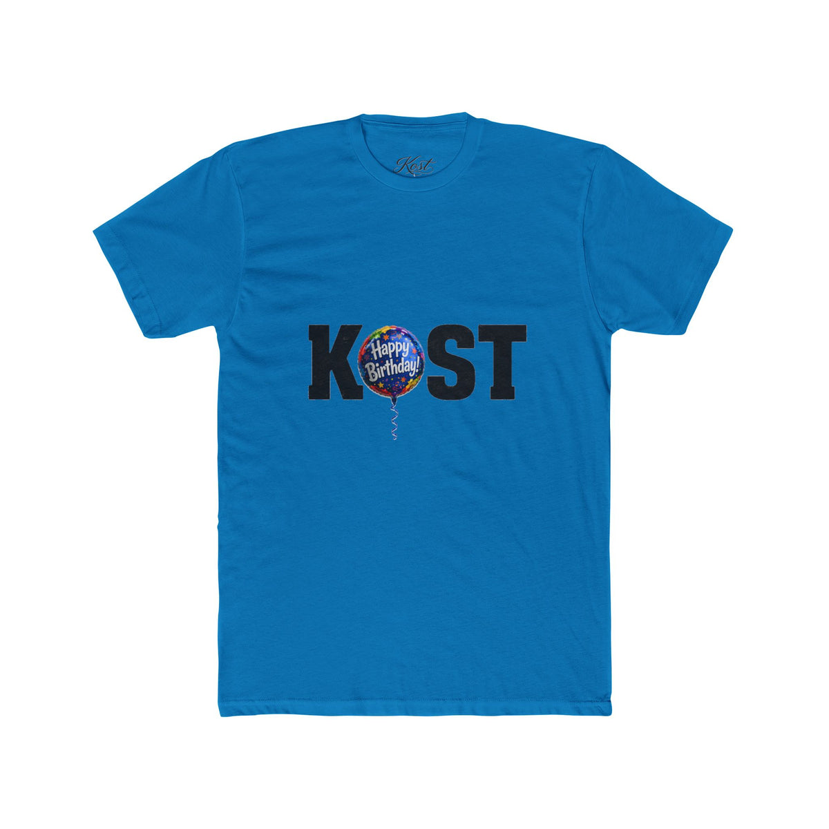 Birthday Balloon Name Tee – 'KOST' Graphic Cotton Crew Shirt