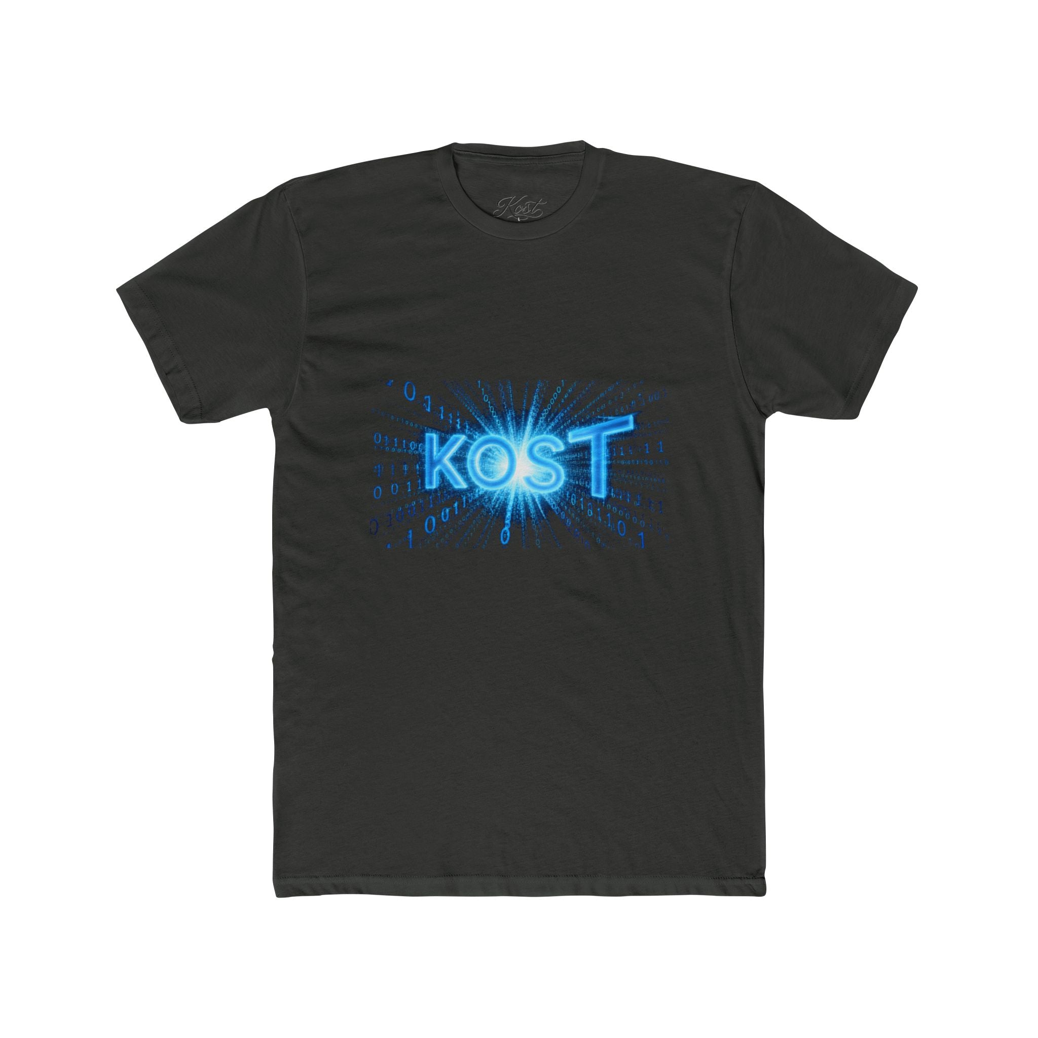 KOST Blue Burst Graphic Tee — Retro Tech Logo T-Shirt