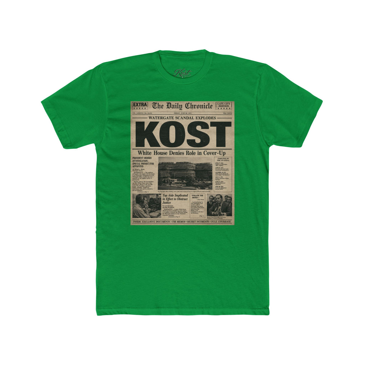Vintage Newspaper 'KOST' Graphic Tee - Retro Front-Page Design