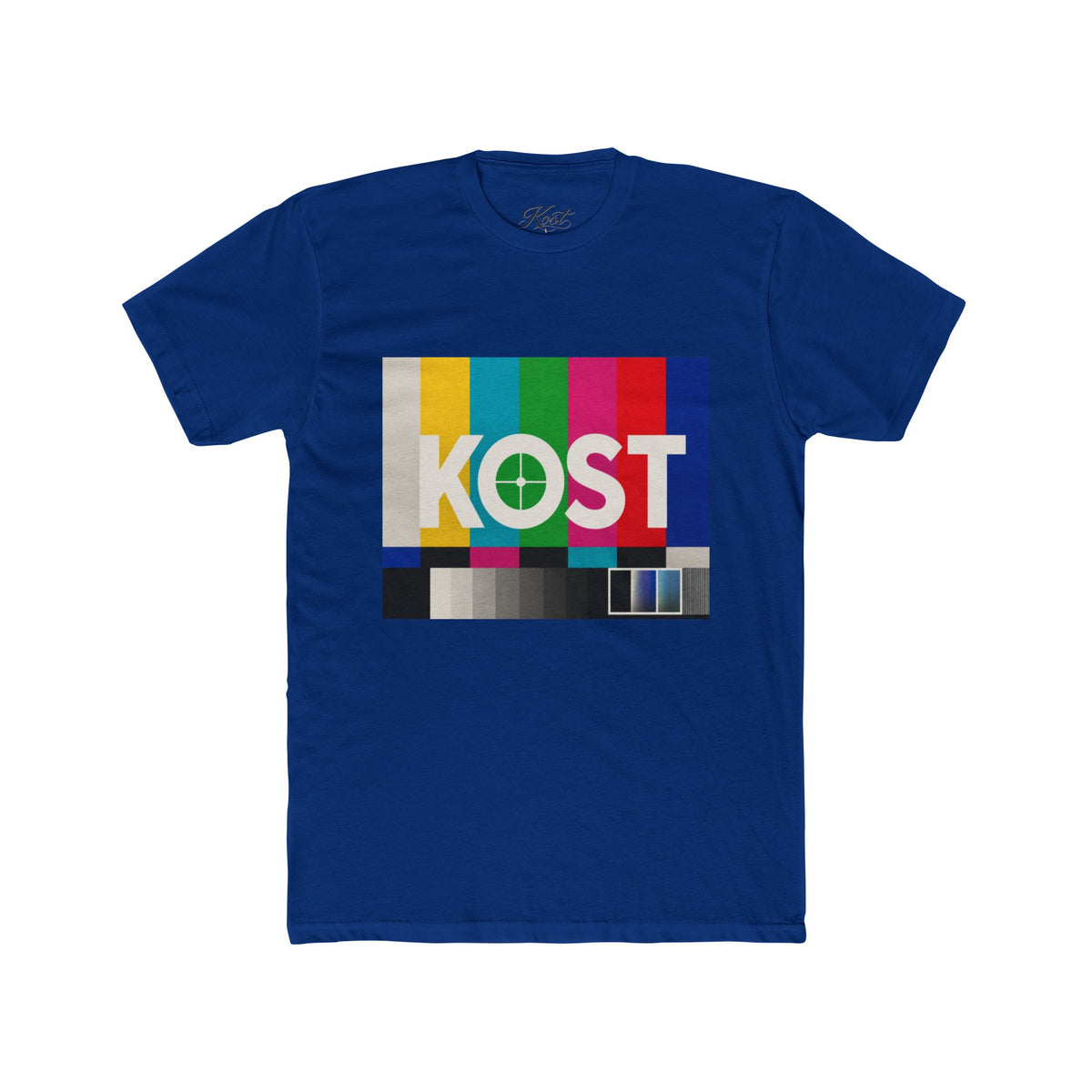TV Test Pattern 'KOST' Graphic Tee — Retro Broadcast Logo T‑Shirt