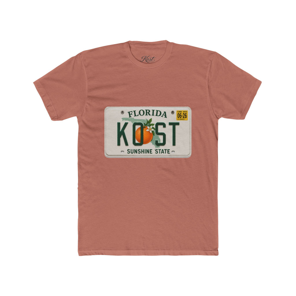 Florida License Plate Tee - 'KOST' Sunshine State Orange Design