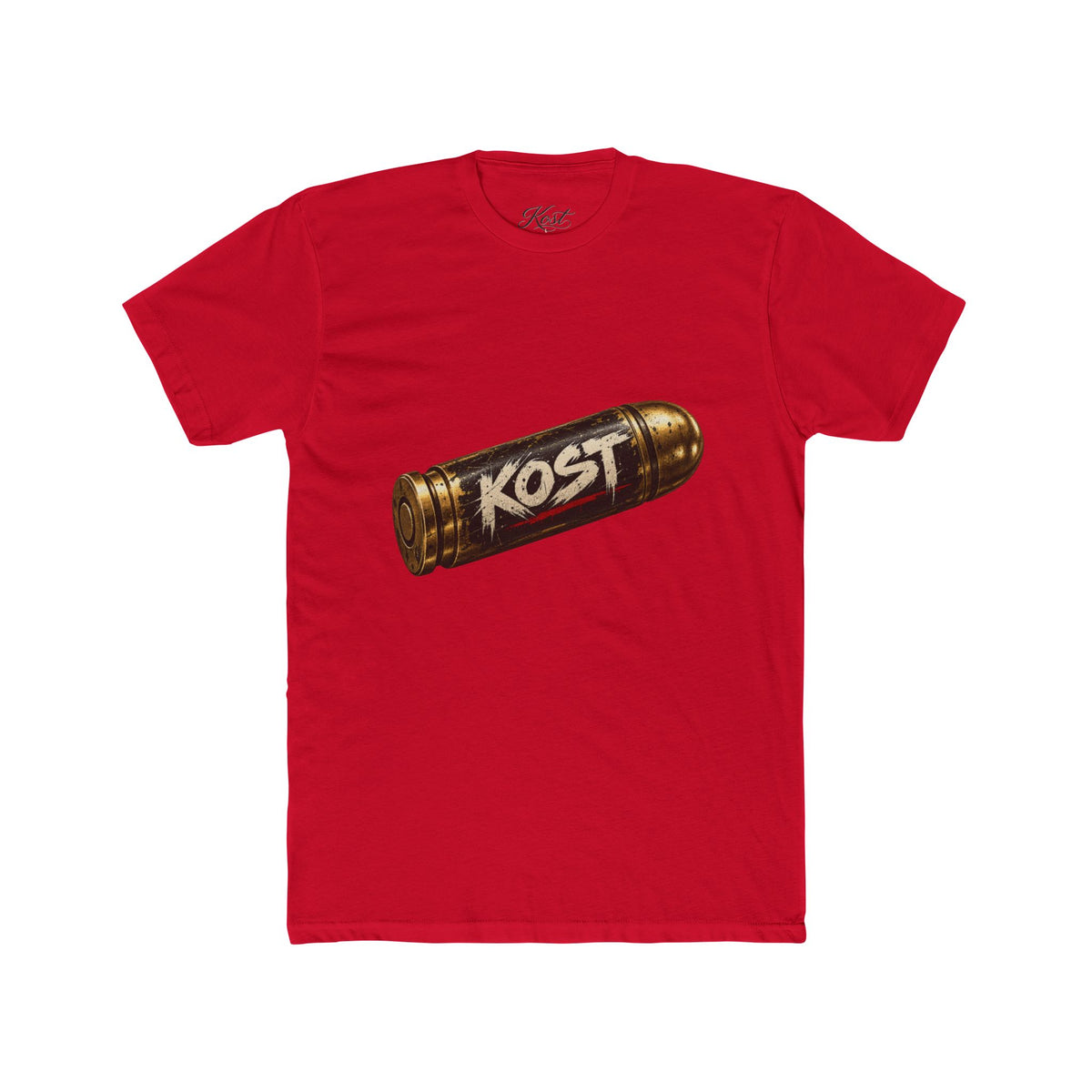 Bullet Logo T‑Shirt — "KOST" Vintage Brass Bullet Graphic