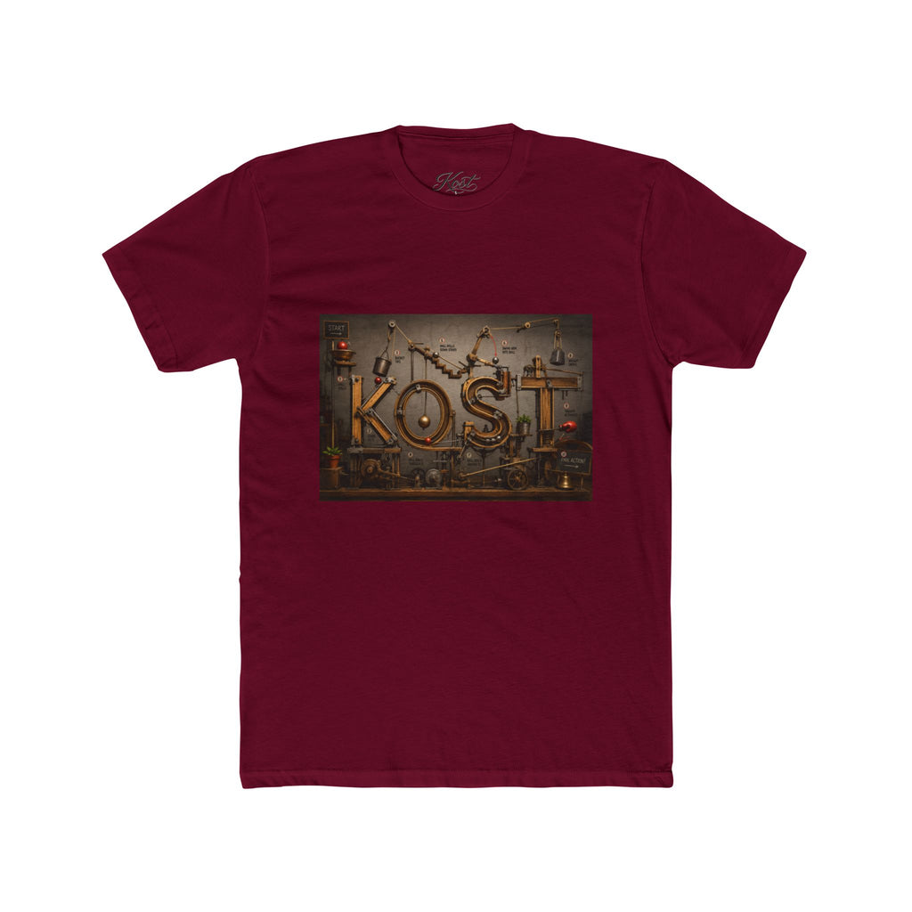 Retro Industrial 'KOST' Graphic Tee — Vintage Steampunk Lettering Shirt