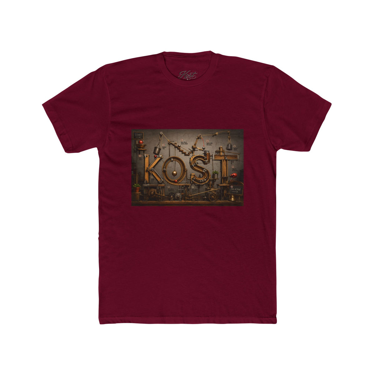 Retro Industrial 'KOST' Graphic Tee — Vintage Steampunk Lettering Shirt